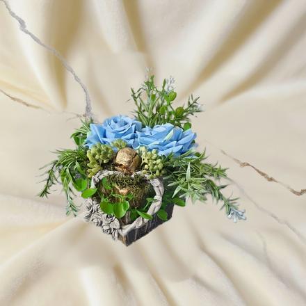 Dekorácia na hrob so srdiečkom, modrá, 