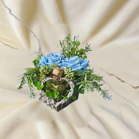 Dekorácia na hrob so srdiečkom, modrá, 