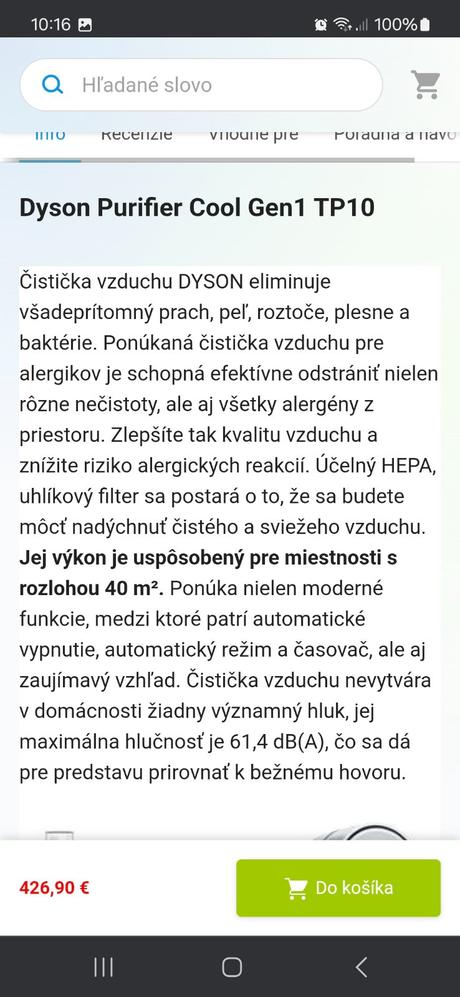 Čistička vzduchu dyson, 