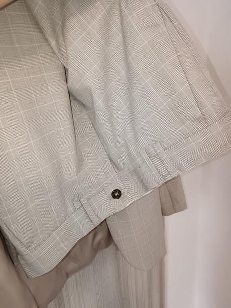 Károvaný, slim fit oblek, 48