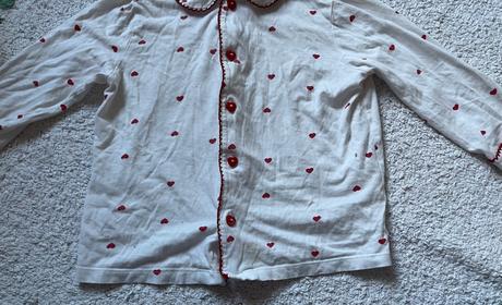 Biele srdiečkové bavlnené pyžamo, h&m, 98/104, h&m,98