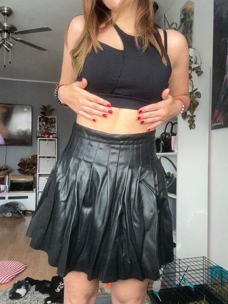 Plisová kožená sukňa, l