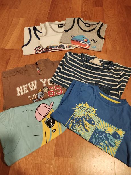 Letný set tričiek s dinosaurom a star wars, h&m,98