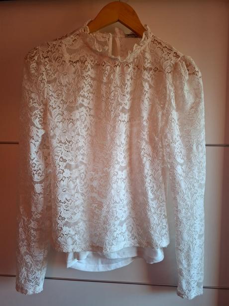 Biela čipkovaná blúzka, stradivarius,l