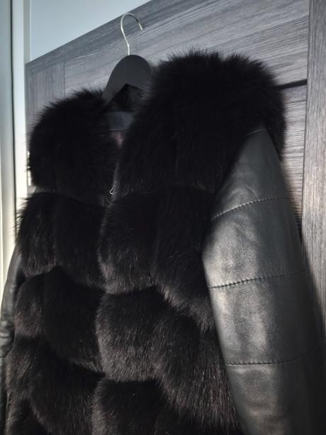 Kozeny kabat s pravou hustou kozusinou z lisky, m