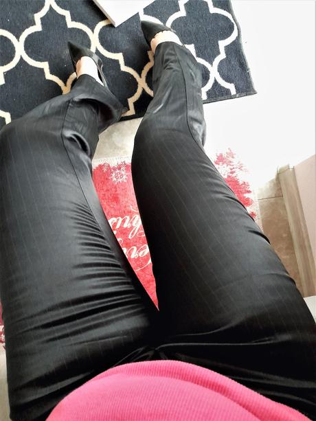 Saténové čierne nohavice-s, s