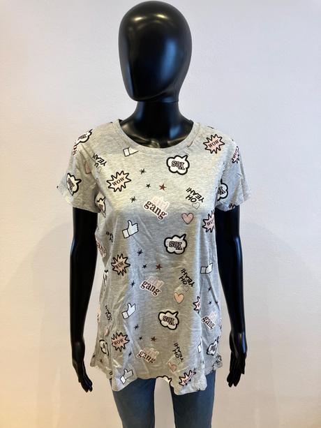 Dámske sivé tričko krátky rukáv s potlačou (l), l