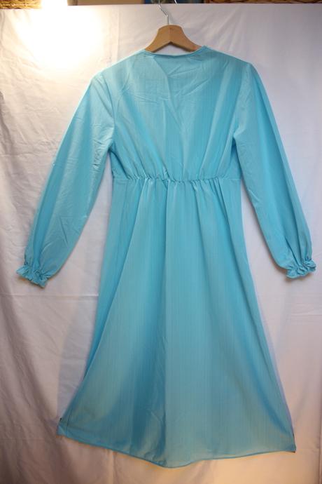 Vintage nebesky modrá nočná košeľa jemná čipka, m