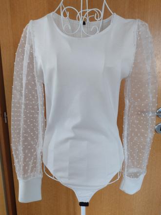 Biele body s puff rukávmi, m