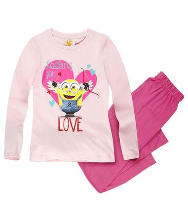 Pyžamo dievčenské s dlhým rukávom mimoni ružové, disney,128