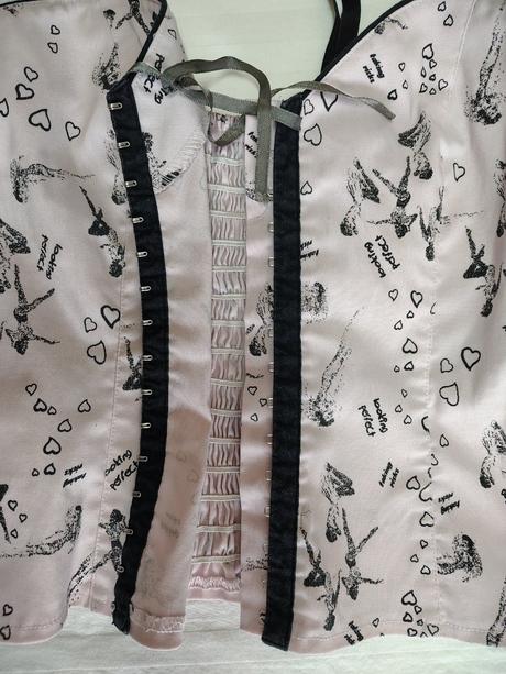 Ružový korzetový top s potlačou, melrose, s/m, s