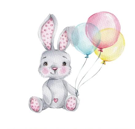 Nálepka na stenu - zajačik s balónom, 