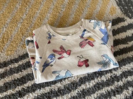 Vtáčikové mikinové šaty 122/128, h&m,122