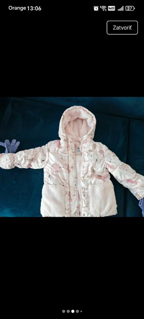 Ružová úžasná vyteplená bunda, mám 104 aj 110/116, sinsay,110