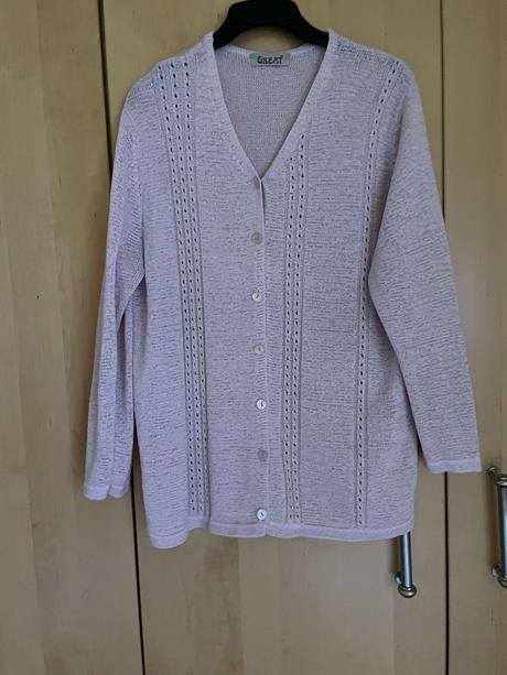 Dámsky bledoružový sveter na gombíky č.xxxl, xxxl