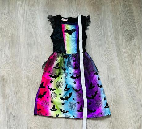 Farebné dievčenské šaty na halloween + čelenka,