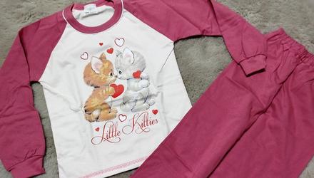 Detské bavlnené pyžamo s mačičkou, 74 - 170