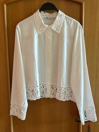 Elegantná blúzka s čipkou zn.zara č.m/l, zara,m