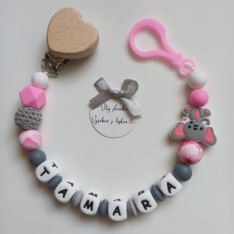 Retiazka na cumlík s karabinkou pre dievčatko,