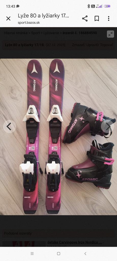 Lyže a lyžiarky, atomic,80-89 cm