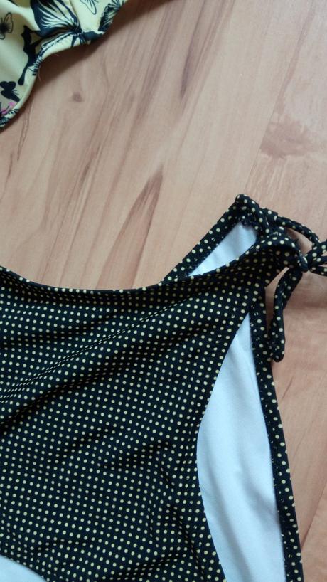 Žlto-čierne plavky s motýľmi - l/xl, l