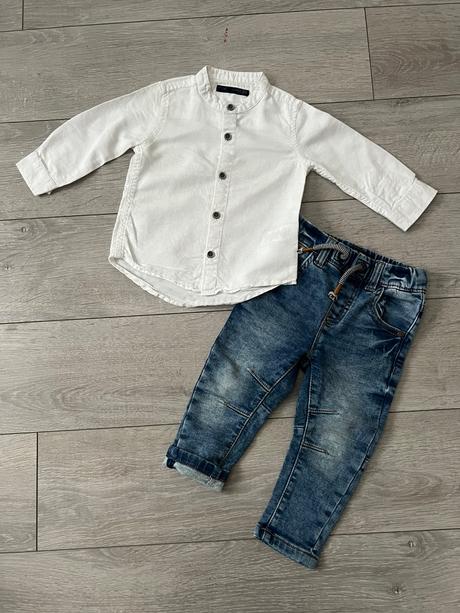 Next košeľa + rifle 9-12 mesiaocv, next,80