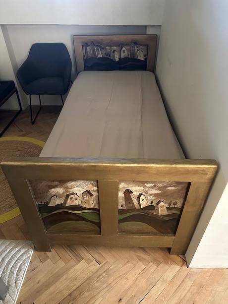 Krásna secesná posteľ 90x200cm, šírka (cm): 90,dĺžka (cm): 200