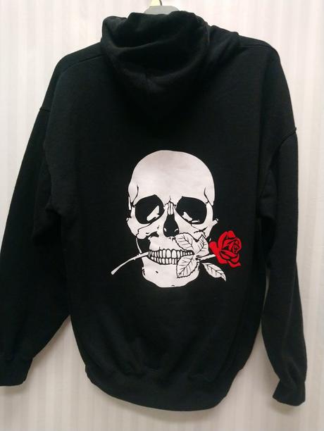 Čierna mikina klokanka s motívom vzadu, fruit of, xl