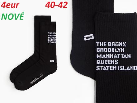 Ponožky dlhé new york 5 boroughs čierne, h&m,40 / 42