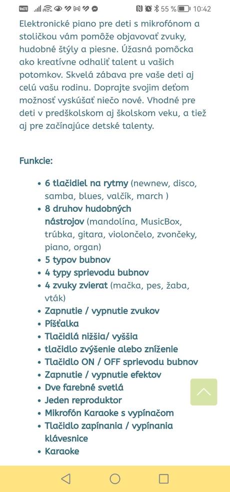 Detský klavír s mikrofónom, 