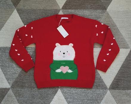 Krásny svetrík reserved s mackom - nový s visačkou, reserved,152 / 158