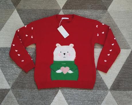 Krásny svetrík reserved s mackom - nový s visačkou, reserved,152 / 158