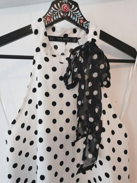 Bodkovaná dlhšia blúzka, tunika /1454/, zara,xs