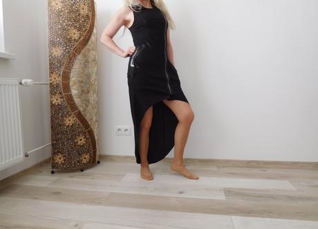 Šaty pružné v predu zips s vreckami -36/38, 36