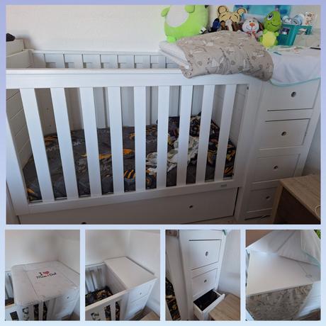 Detská postieľka s komodou, šírka (cm): 70,dĺžka (cm): 120