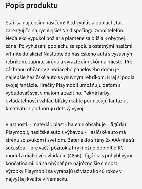 Hasičske auto playmobil,