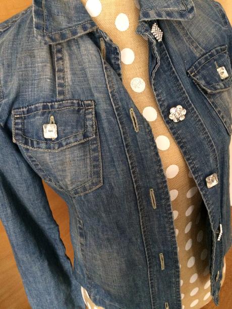 Benetton riflová bunda so swarowski gombíkmi, xs, benetton,xs