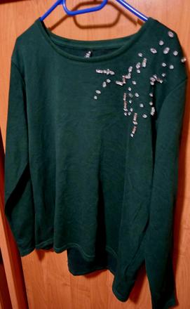 Damska zelena mikina a kamienkami xl/xxl, xl