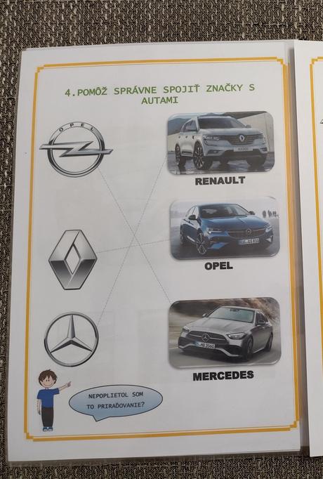 Pracovný zošit - značky áut, 