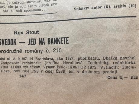 Útek pred nocou a ďalší svedok/jed na bankete,