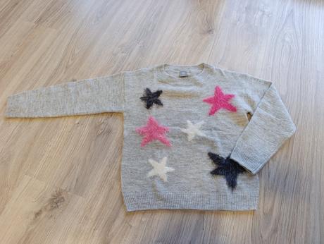 Dievčenský sivý sveter s hviezdami, pepco,128