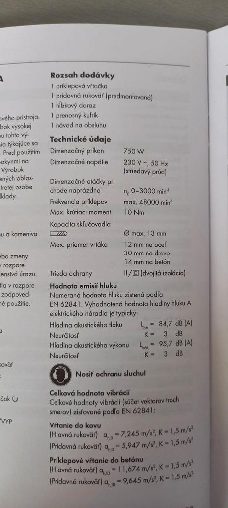 Príklepová vŕtačka parkside, 