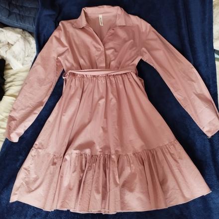 Pudrové šaty-bablna, s