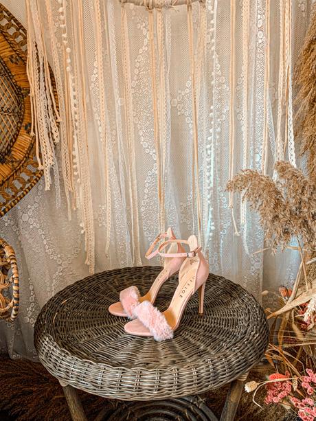 Office shoes sandále na podpetku s kožušinu, 36