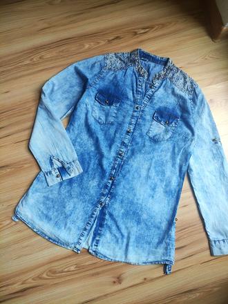 Riflová košeľa s kamienkami, s