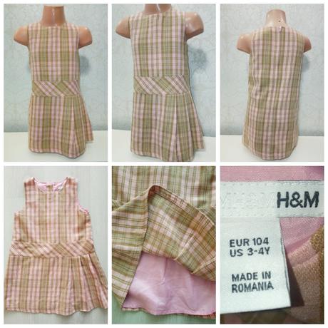 Dievčenské elegantné šaty kockované h&m (3-4r.), h&m,104