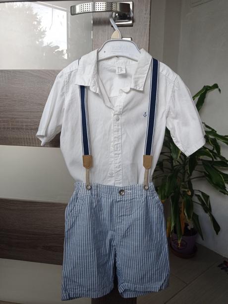 Krátke nohavice s košeľou, h&m,98