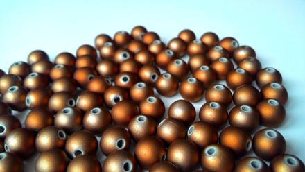 Metalické korálky 10 mm - zlatohnedé, 