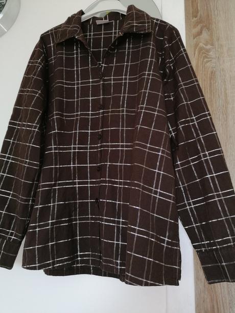 Košeľová blúzka s efektom striebornej trblietavé n, xl