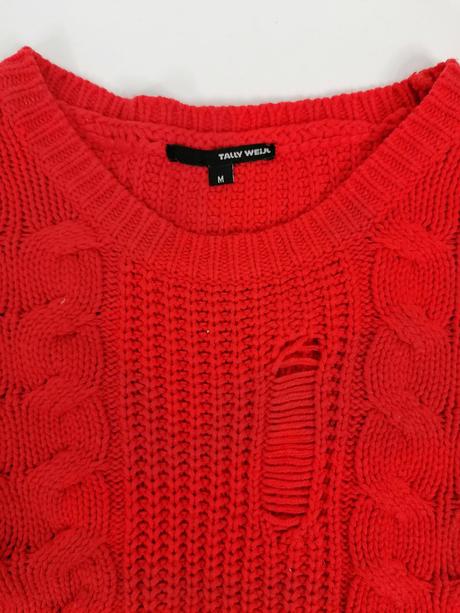 Oranžovočervený pletený pulóver tally weijl, tally weijl,m